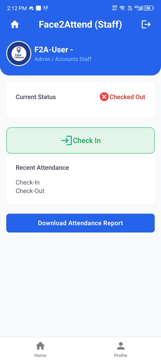 Face2Attend App Interface